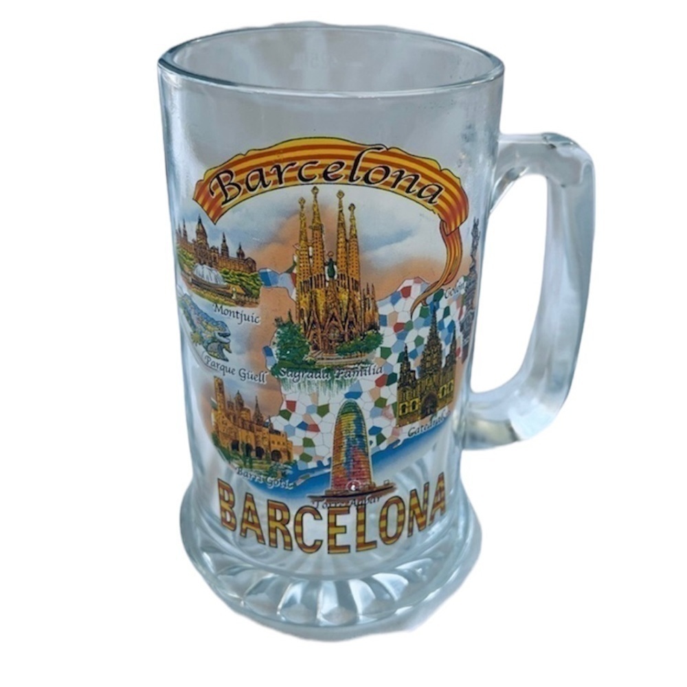 BARCELONA Spain Souvenir Beer Glass Stein Mug Scenic